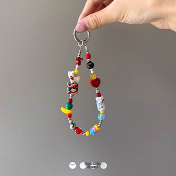 Lanyard na telefón, ručne vyrobený, s korálkami, PVC šnúrka, plastová spona, tlač loga k dispozícii