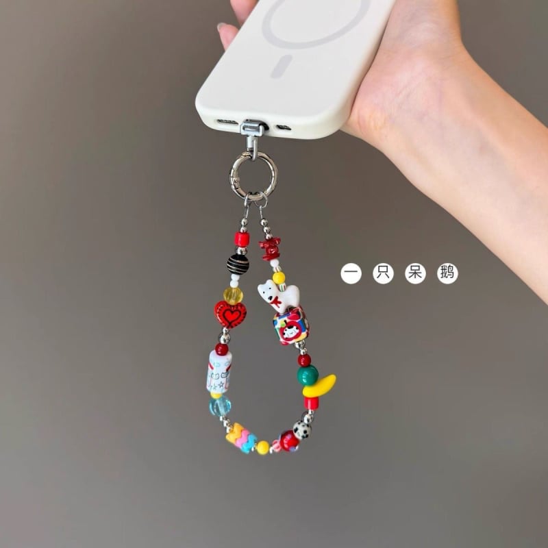 Lanyard na telefón, ručne vyrobený, s korálkami, PVC šnúrka, plastová spona, tlač loga k dispozícii