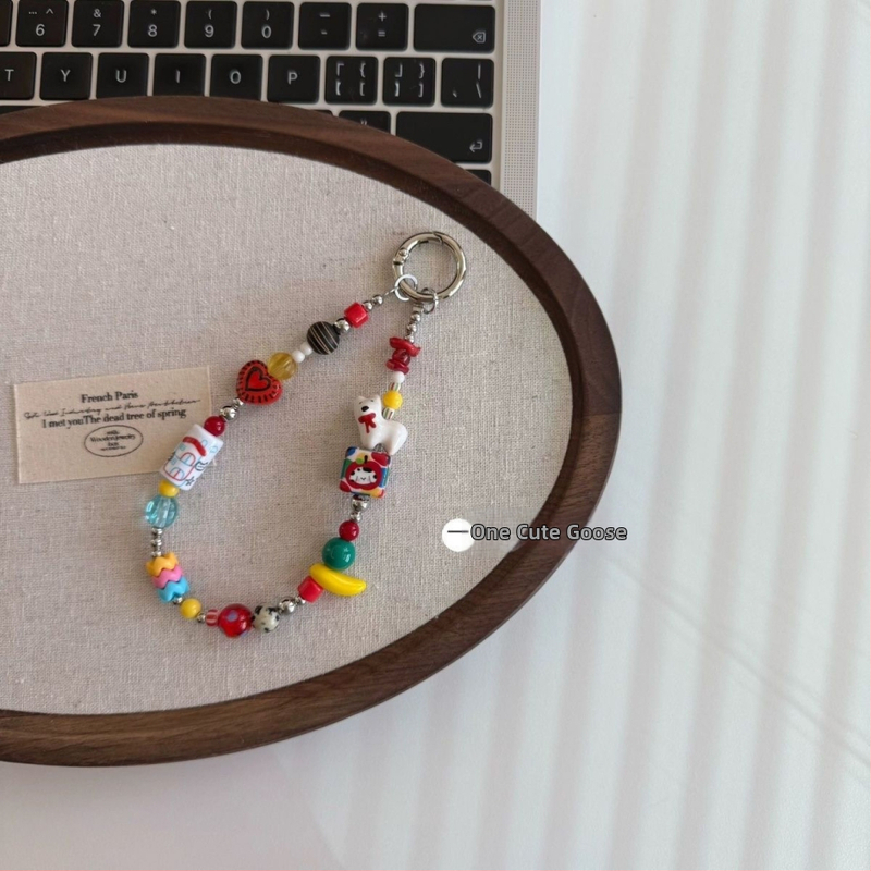 Lanyard na telefón, ručne vyrobený, s korálkami, PVC šnúrka, plastová spona, tlač loga k dispozícii