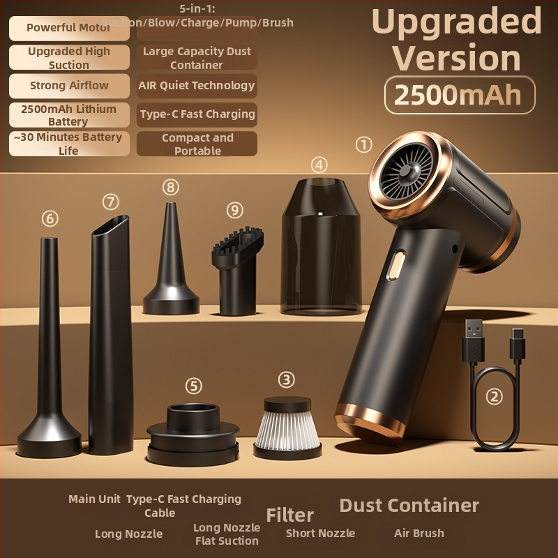 Bežični usisavač za auto, usisna snaga 3500Pa, max 4500Pa, trajanje baterije 1 sat, punjivi