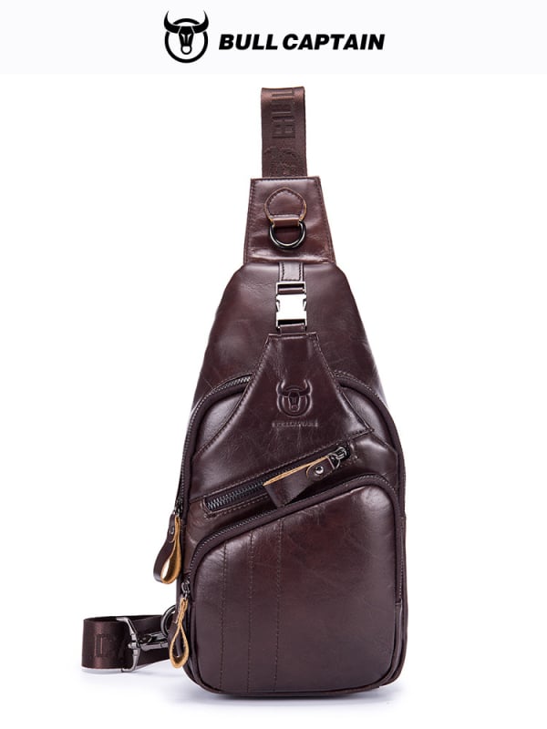 Muška kožna torbica za prsa – koža prvog sloja, Cow Captain Leather, za poslovna putovanja