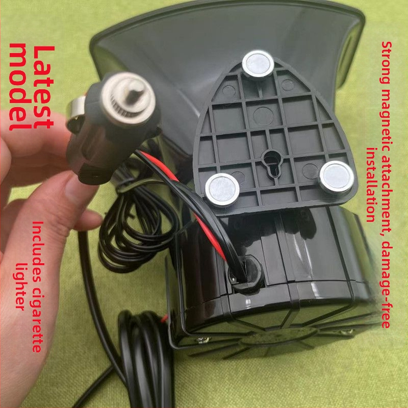 Automašīnas elektriskā sirēna ar skaļruni, universāla savietojamība, mainīgs spriegums, mainīga jauda, mainīga pretestība