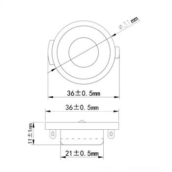 HY311213 Zīda kupolu augstfrekvenču skaļrunis, 8 Ω, 10 W, 20 kHz, iekšējais magnēts