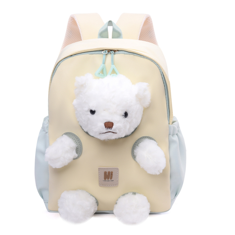 Παιδικό σακίδιο με λούτρινο αρκουδάκι σε σχέδιο anime - εξωτερικό νάιλον, επένδυση πολυεστέρα, σχέδιο anime, unisex, κατάλληλο για σχολική χρήση