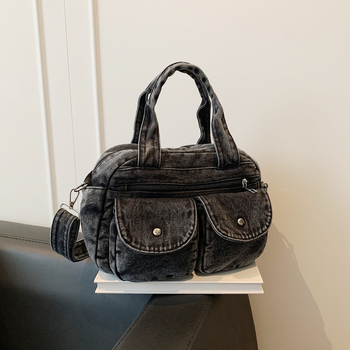 Džínsová crossbody kabelka pre ženy, malý štvorcový štýl (Materiál: Denim; Podšívka: Nylon; Otvorenie: zips; Popruh: jednopruhý; Vnútorné vrecká: telefón, dokumenty, kapsa na zips)
