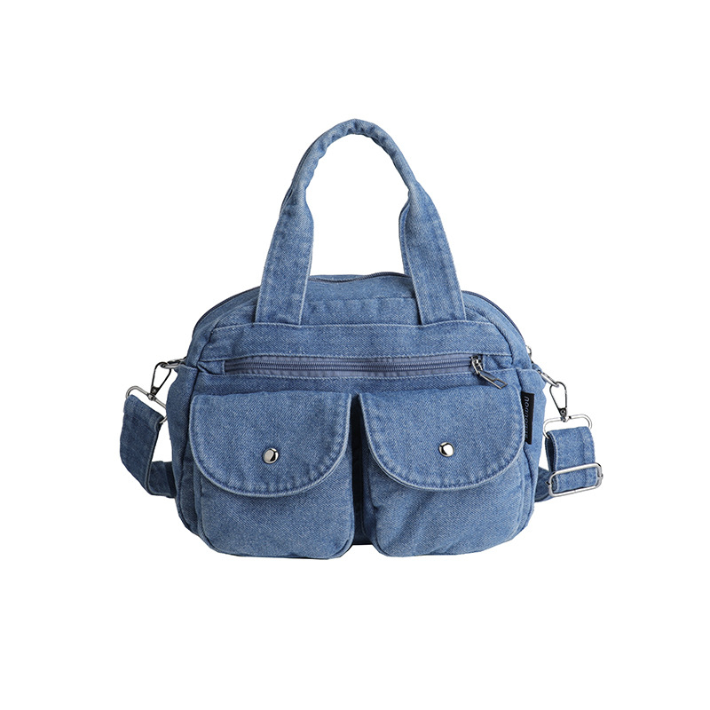 Džínsová crossbody kabelka pre ženy, malý štvorcový štýl (Materiál: Denim; Podšívka: Nylon; Otvorenie: zips; Popruh: jednopruhý; Vnútorné vrecká: telefón, dokumenty, kapsa na zips)