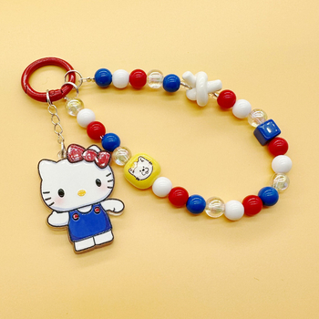 Ručno izrađeni perlovasti lanac za telefon s motivom mačke; materijal: plast/smola; uzorak: mačka/Snoopy; stil: crtani