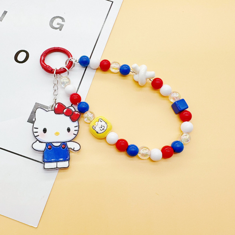 Ručno izrađeni perlovasti lanac za telefon s motivom mačke; materijal: plast/smola; uzorak: mačka/Snoopy; stil: crtani