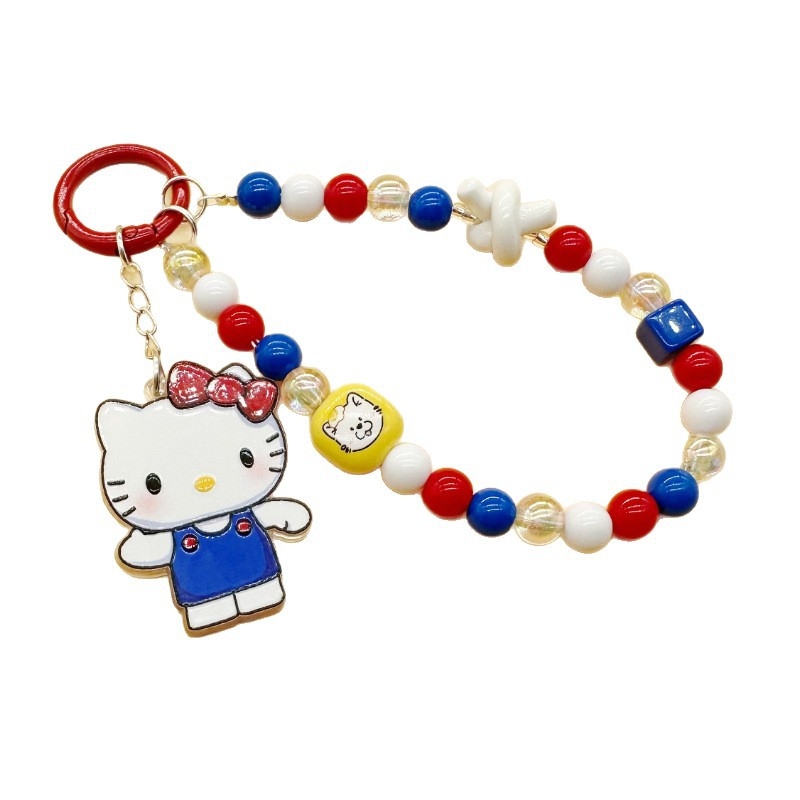 Ručno izrađeni perlovasti lanac za telefon s motivom mačke; materijal: plast/smola; uzorak: mačka/Snoopy; stil: crtani
