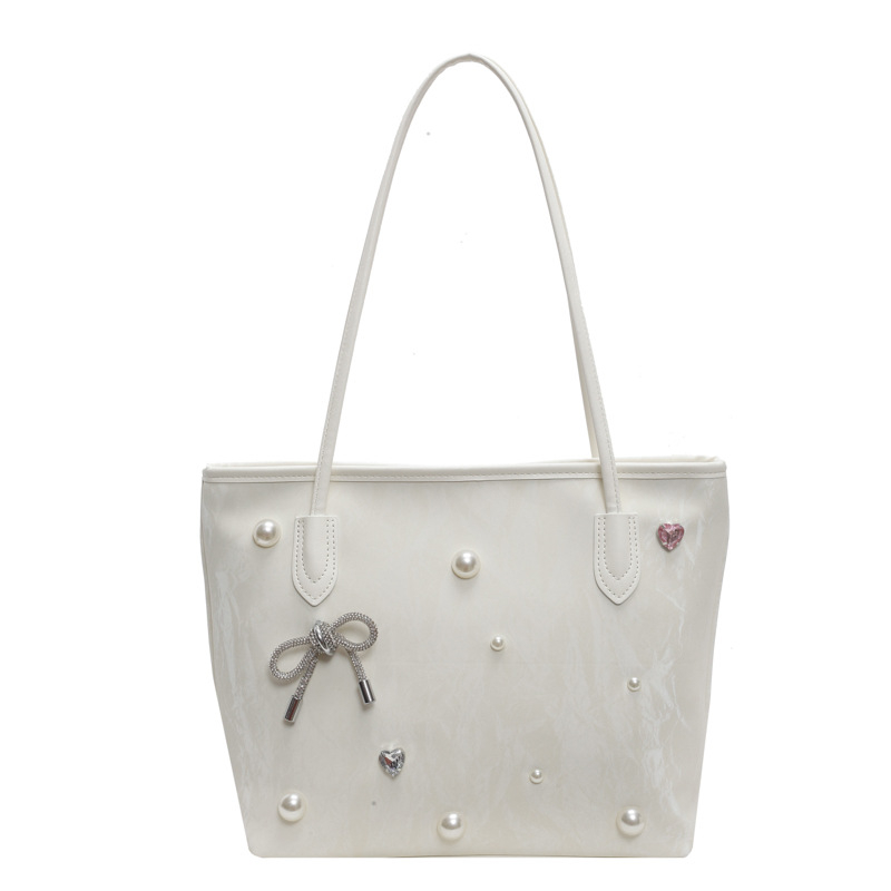 Taška tote s mašľou – PU, vertikálny štvorcový tvar, zips, vrecko na telefón, podšívka z polyesteru a bavlny, letné 2024 vydanie