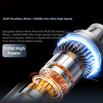 Bežični ručni usisavač za auto i dom, bez četkica, snažan usis 20.000 Pa, 8,4 V, 100 W, prikaz snage