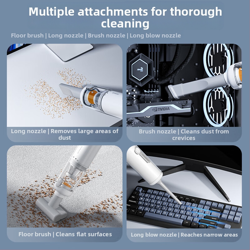 Bežični ručni usisavač za auto i dom, bez četkica, snažan usis 20.000 Pa, 8,4 V, 100 W, prikaz snage