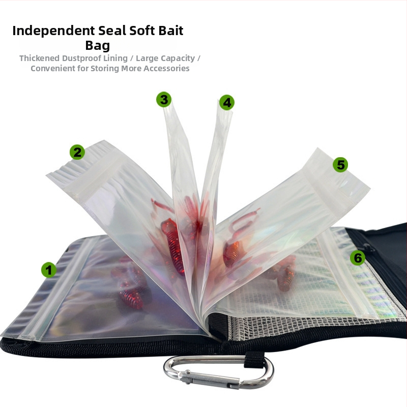 Love Luya taška na uskladnenie mäkkých návnad s karabínou — Oxford materiál, licencovaná súkromná značka