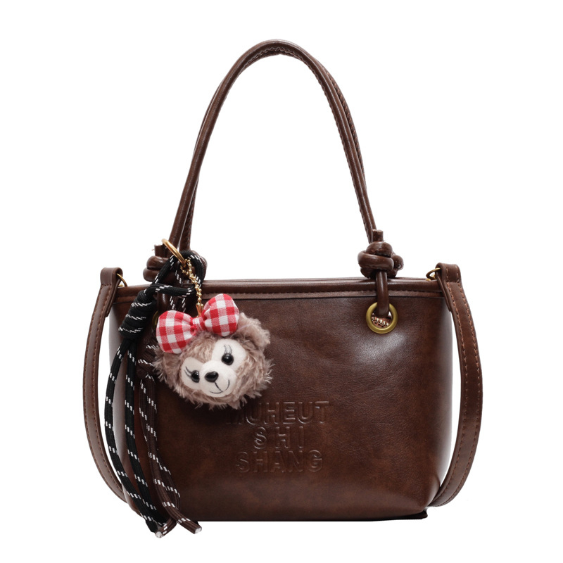 Dámska PU taška typu vedro, malá horizontálna štvorcová, zips, vnútorná priehradka