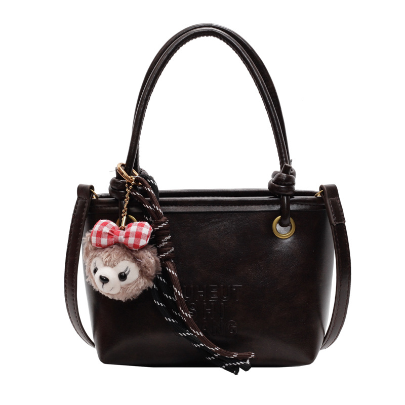 Dámska PU taška typu vedro, malá horizontálna štvorcová, zips, vnútorná priehradka