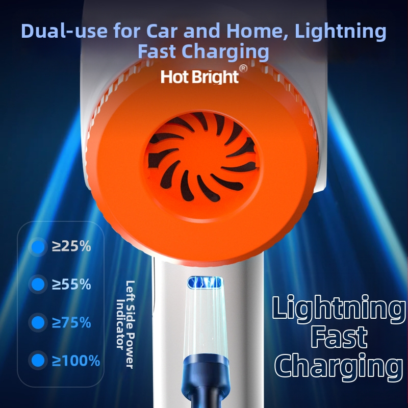 Bezdrôtový ručný vysávač do auta a domácnosti – dvojfunkčný sací a fúkový, vstavaná batéria 3001–4000mAh, 5W, sacie tlaky ≥25kPa, vákuum >5000Pa, napájanie USB