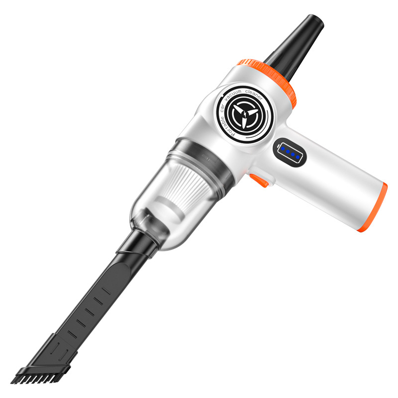 Безжичен ръчен вакуум за автомобил и дом — двойна функция всмукване и духане, с вградена батерия 3001–4000mAh, 5W, всмукване ≥25kPa, вакуум >5000Pa, USB захранване