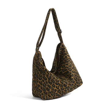 Leopard potlačená kanvasová crossbody taška, zapínanie na zips, vnútorná kapsa so zipsom a kapsa na telefón, bez podšívky, 2025 leto