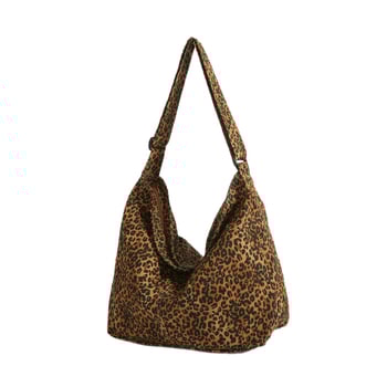 Leopard potlačená kanvasová crossbody taška, zapínanie na zips, vnútorná kapsa so zipsom a kapsa na telefón, bez podšívky, 2025 leto