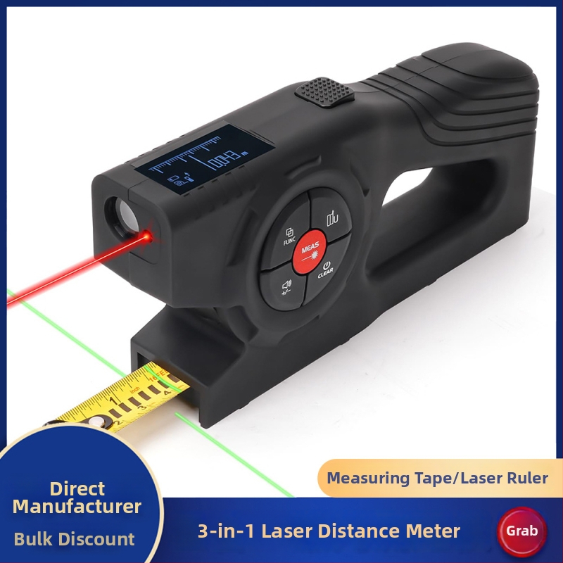 LUNYEE 3-in-1 lāzera attāluma mērītājs ar digitālo displeju, rūpnieciskai lietošanai, uzlādējams