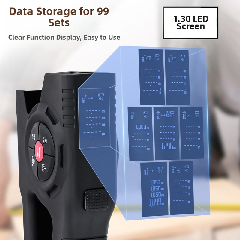 LUNYEE 3-in-1 lāzera attāluma mērītājs ar digitālo displeju, rūpnieciskai lietošanai, uzlādējams