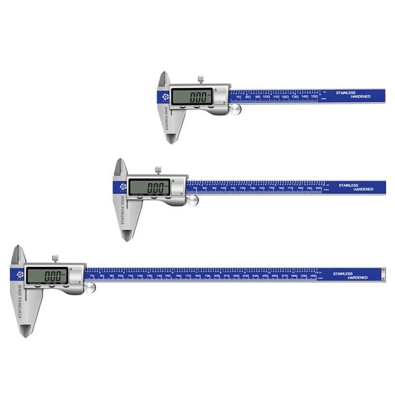 Digitālais kalipers no nerūsējošā tērauda ar lielu displeju, metāla vāciņu un dziļuma stieni