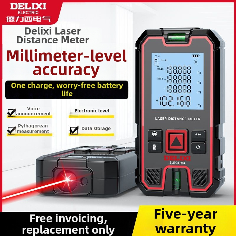 Delixi lāzera attāluma mērītājs — rokas pārnēsājams infrasarkanais attāluma mērinstruments ar digitālo displeju