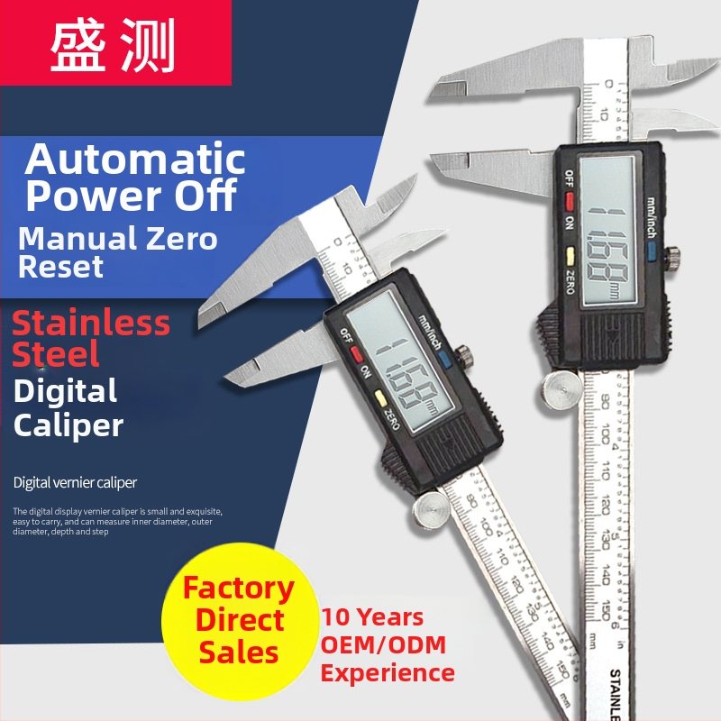 Digitālais kalipers ar dziļuma stieni, nerūsējošais tērauds 4Cr13, digitālais displejs