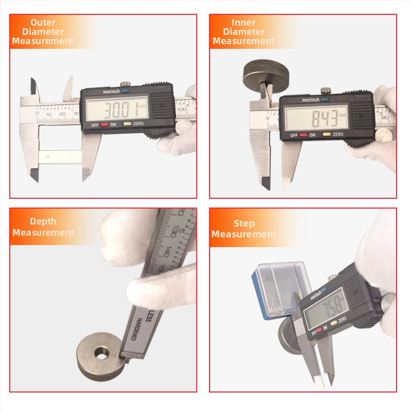 Digitālais kalipers ar dziļuma stieni, nerūsējošais tērauds 4Cr13, digitālais displejs