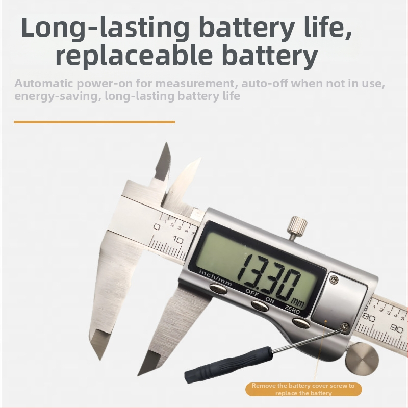 Digitālais vernier kalibrs ar displeju, nerūsējošs tērauds, dziļuma mērītājs, izšķirtspēja 0,01 mm, Zīmols Neutral