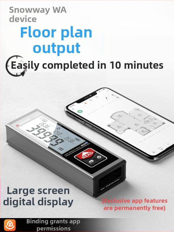 Sw-bt60 Mini išmanus rankinis lazerinio atstumo matuoklis su infraraudonųjų spindulių aukšta precizija, elektroninė liniuotė ir Bluetooth programa