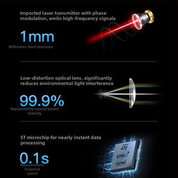 Lāzera attāluma mērītājs KS-710006 iekštelpu lietošanai, 30 m diapazonā, Kingsdun