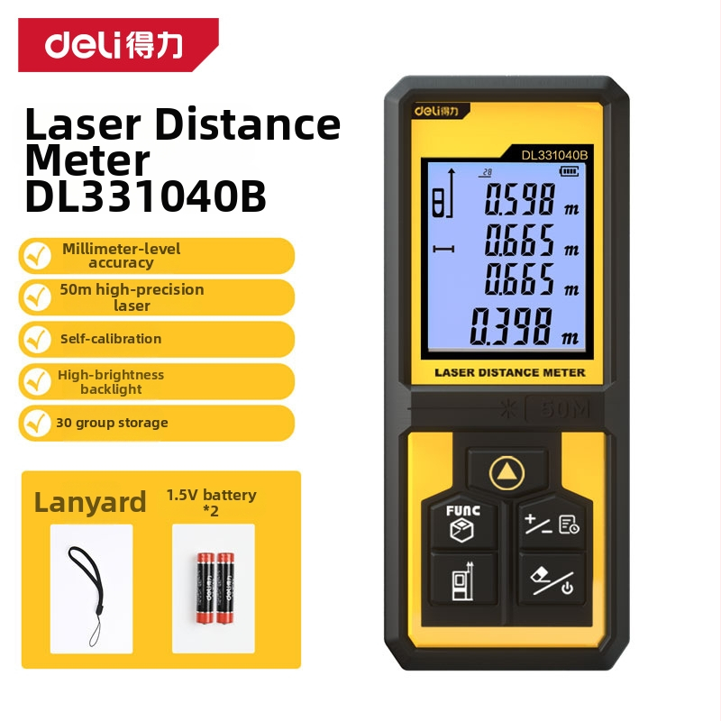 Rokasgrāmais infrasarkanais lāzera attāluma mērītājs DL331040B, diapazons 40/100 m, lāzera attāluma mērinstruments