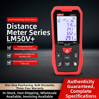 Uni-T Lm50v+ rokas distancmetrs — darbības diapazons 50/70/100 m, precizitāte 0,001 mm