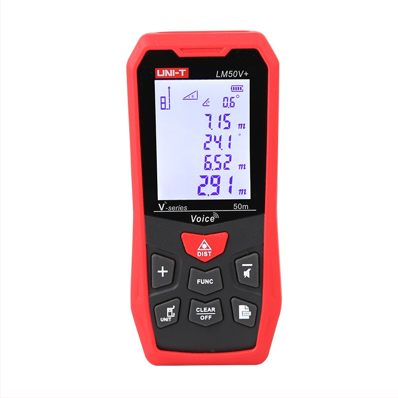 Uni-T Lm50v+ rokas distancmetrs — darbības diapazons 50/70/100 m, precizitāte 0,001 mm