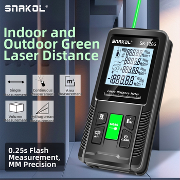 Laserový merač vzdialenosti so zeleným laserom, vonkajšie digitálne pravítko s vysokou presnosťou, ručný Bluetooth laserový nivelátor na meranie miestností