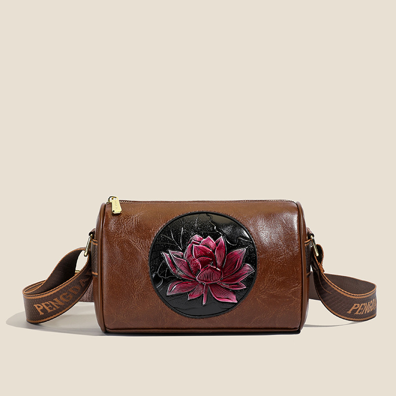 Ženska torbica preko ramena crossbody – cilindričnog oblika, PU materijal, zatvaranje na zip, unutarnji džep sa zipom