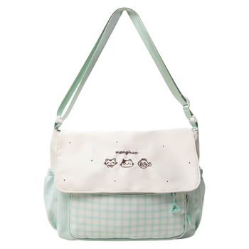 Studentska torba preko ramena od platna s prugastim uzorkom, otporna na habanje, podstava od poliesterom, unisex, za školu, zima 2025