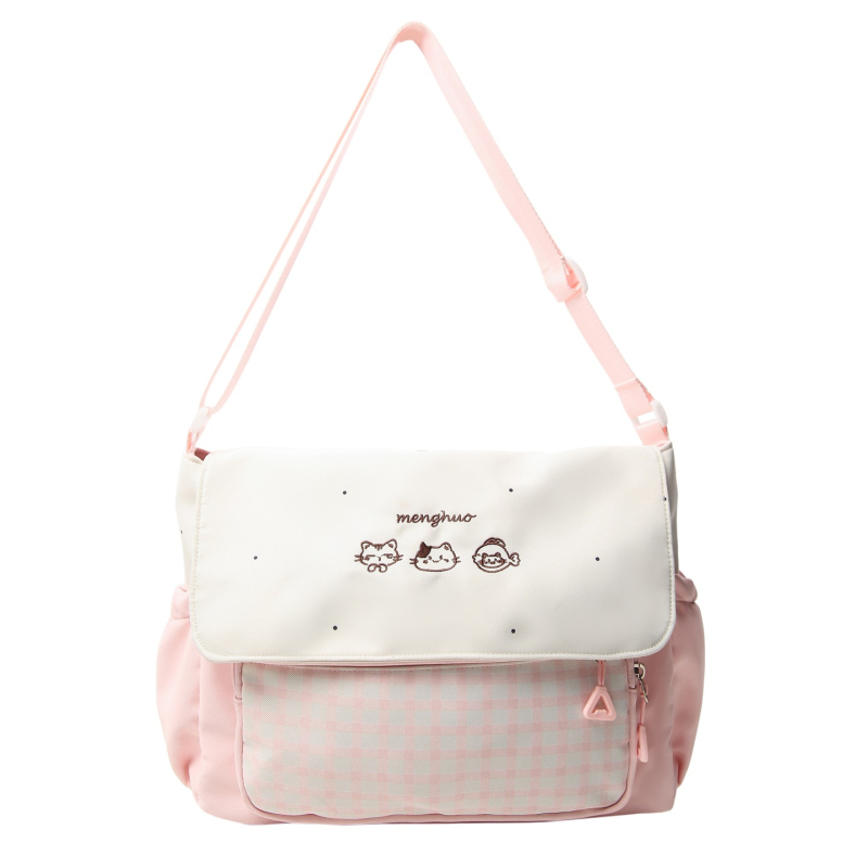 Studentska torba preko ramena od platna s prugastim uzorkom, otporna na habanje, podstava od poliesterom, unisex, za školu, zima 2025