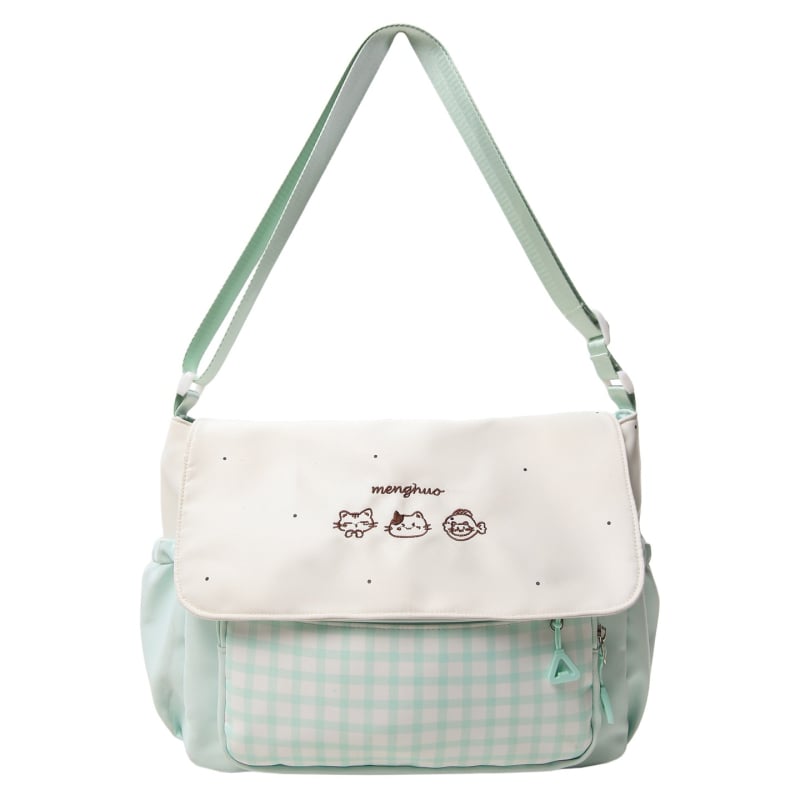 Studentska torba preko ramena od platna s prugastim uzorkom, otporna na habanje, podstava od poliesterom, unisex, za školu, zima 2025