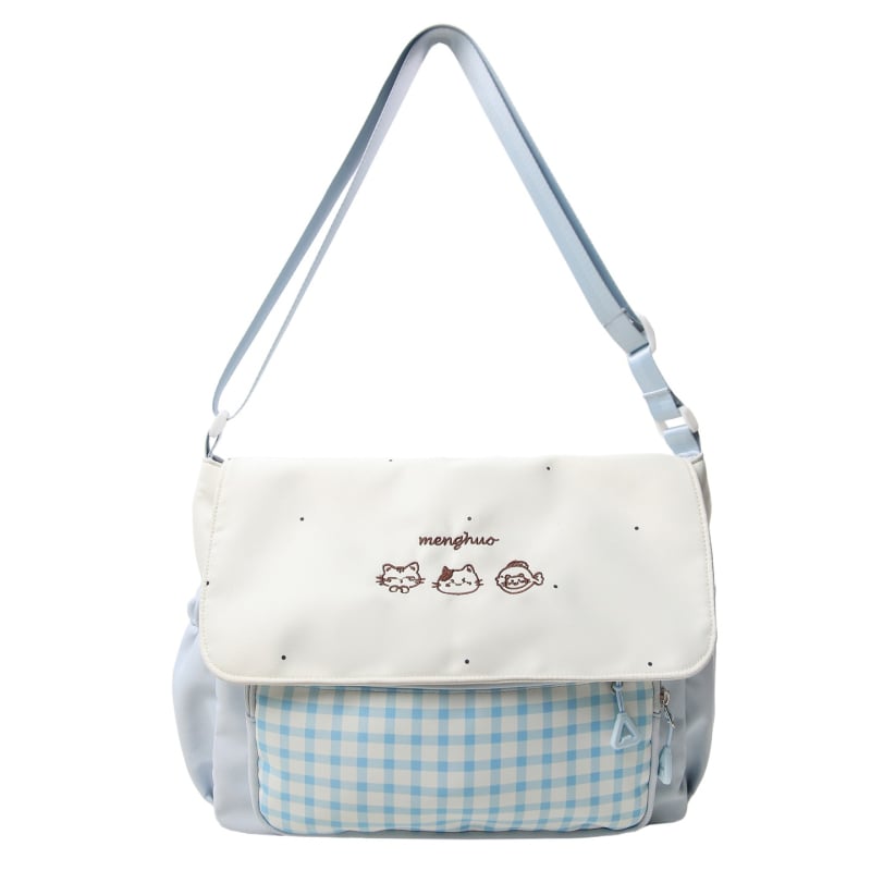 Studentska torba preko ramena od platna s prugastim uzorkom, otporna na habanje, podstava od poliesterom, unisex, za školu, zima 2025