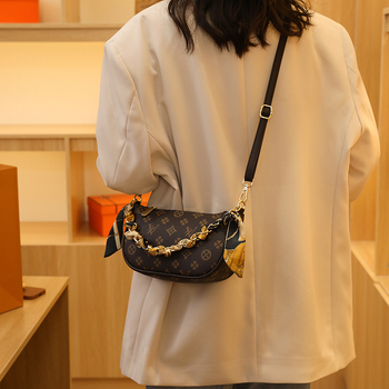 Geantă de umăr pentru femei din PU, formă pătrată mare, imprimeu retro floral, închidere cu fermoar, căptușeală din poliester, bretea simplă