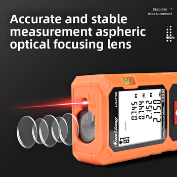 Kézben tartható lézeres távolságmérő infravörös lézerrel és elektronikus vonalzóval a távolság méréséhez