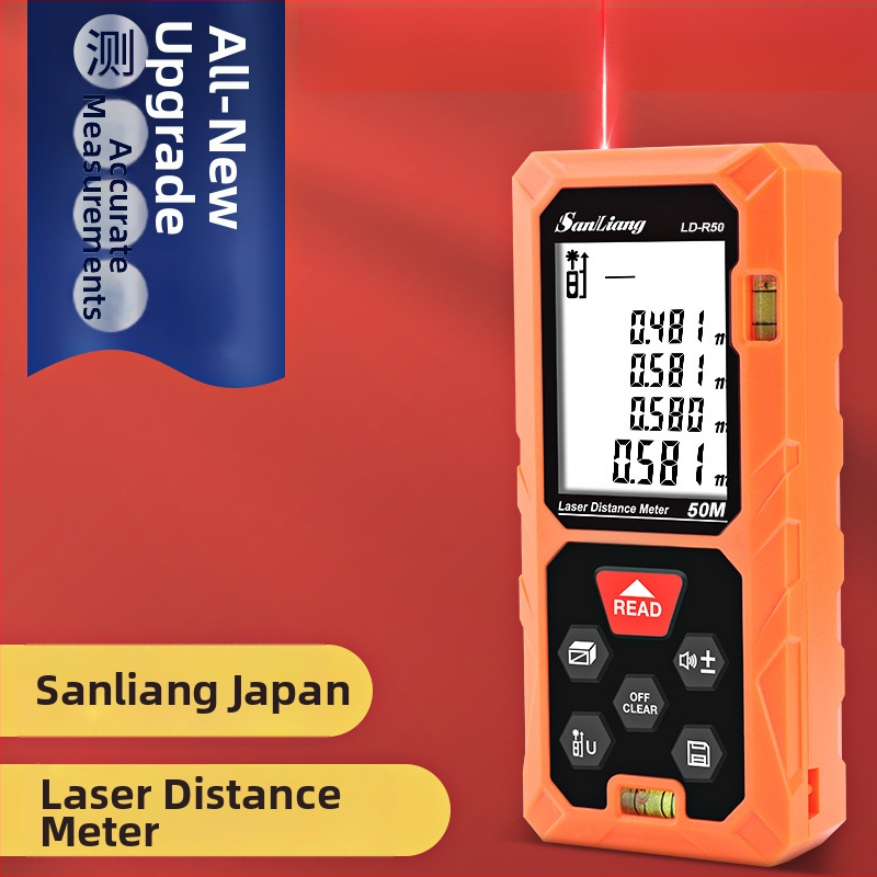 Kézben tartható lézeres távolságmérő infravörös lézerrel és elektronikus vonalzóval a távolság méréséhez