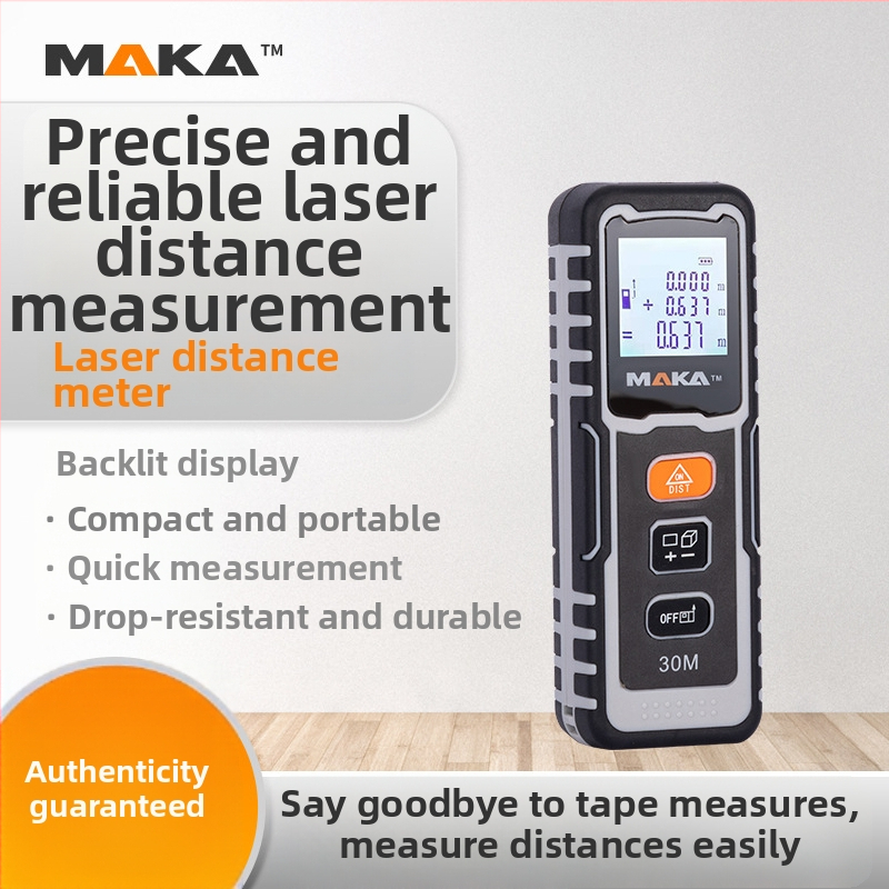 Maka prijenosni digitalni laserski mjerač dometa s elektroničkom mjernom trakom - domet 0,05–30 m, preciznost ±2 mm, serija MK6A