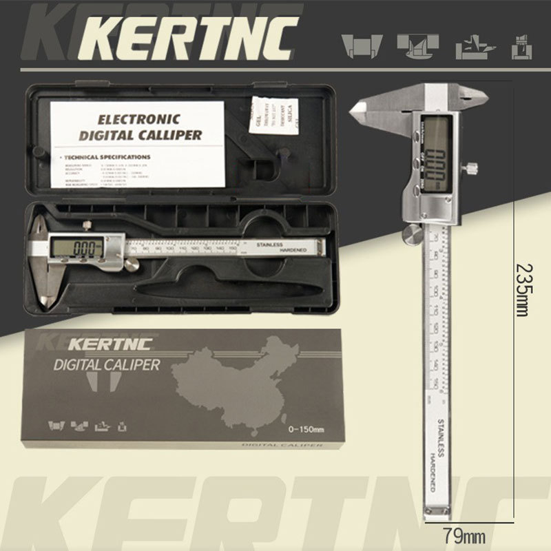 KERTNC Caliper digital cu corp din aliaj de zinc, carcasă din plastic, afișaj digital electronic, măsurare adâncime și pas
