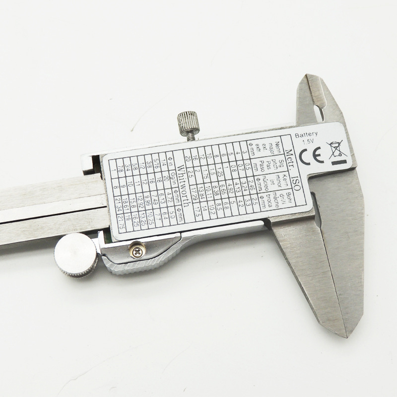 Caliper electronic digital din oțel inoxidabil; afișaj digital, patru funcții, precizie 0,01 mm