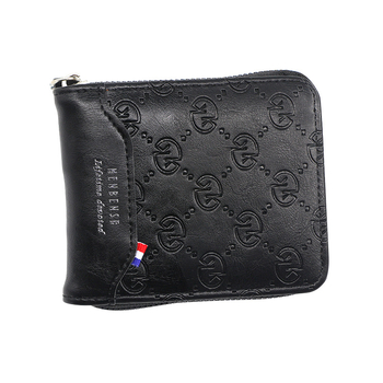 Menbense portofel bărbătesc din piele PU, bi-fold, model geometric, funcție de expansiune