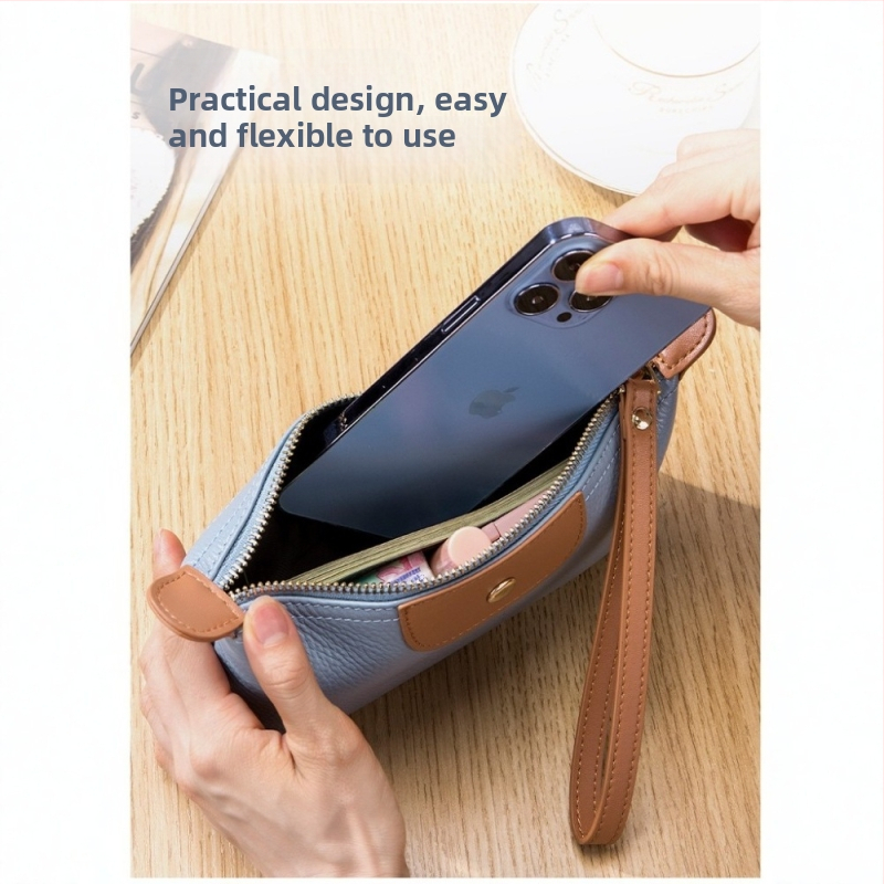 Clutch din PU cu curea la încheietură, exterior tridimensional, închidere cu fermoar, buzunar interior cu fermoar, cu compartiment suplimentar