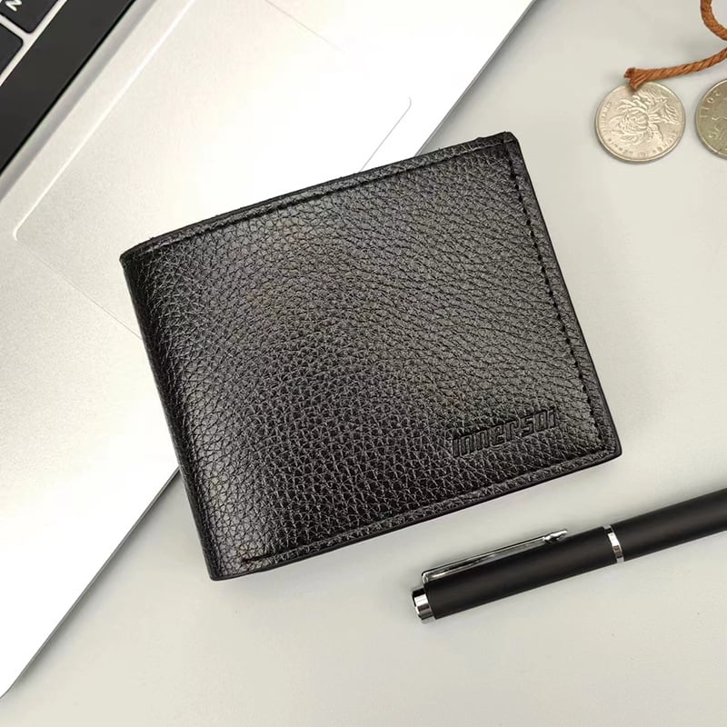 Portofel masculin din piele PU cu fermoar, două compartimente pentru carduri și husă pentru permisul de conducere — stil navetă de afaceri, culoare solidă, modelul 801